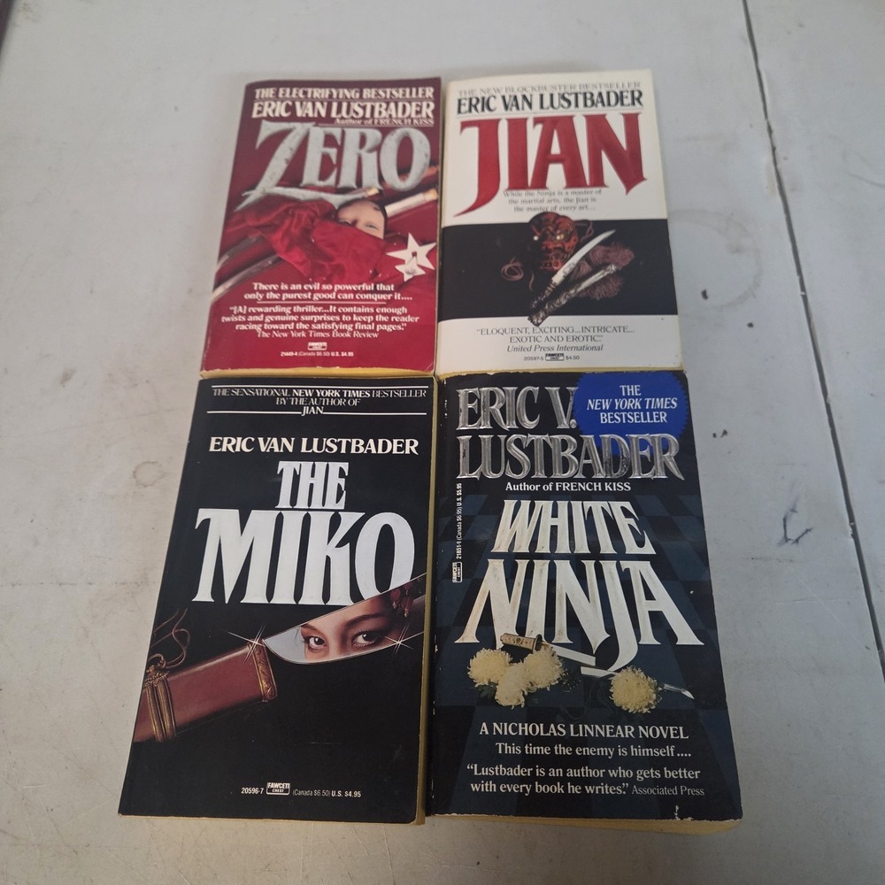 Eric Lustbader LOT of 4-THE MIKO/White Ninja/JIAN/ZERO(PAPERBACKS) RARE OOP